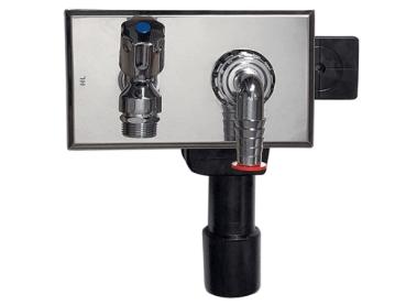 Waschgeräte-UP-Siphon DN40/50 mit integriertem Wasseranschluss und Auslaufhahn R 1/2" - 180x100mm HL406
